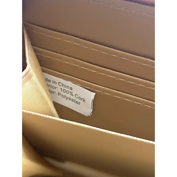 Tan & Multicolored Butterfly Print Cork Zip Around Wallet/ Wristlet - Picture 4 of 6